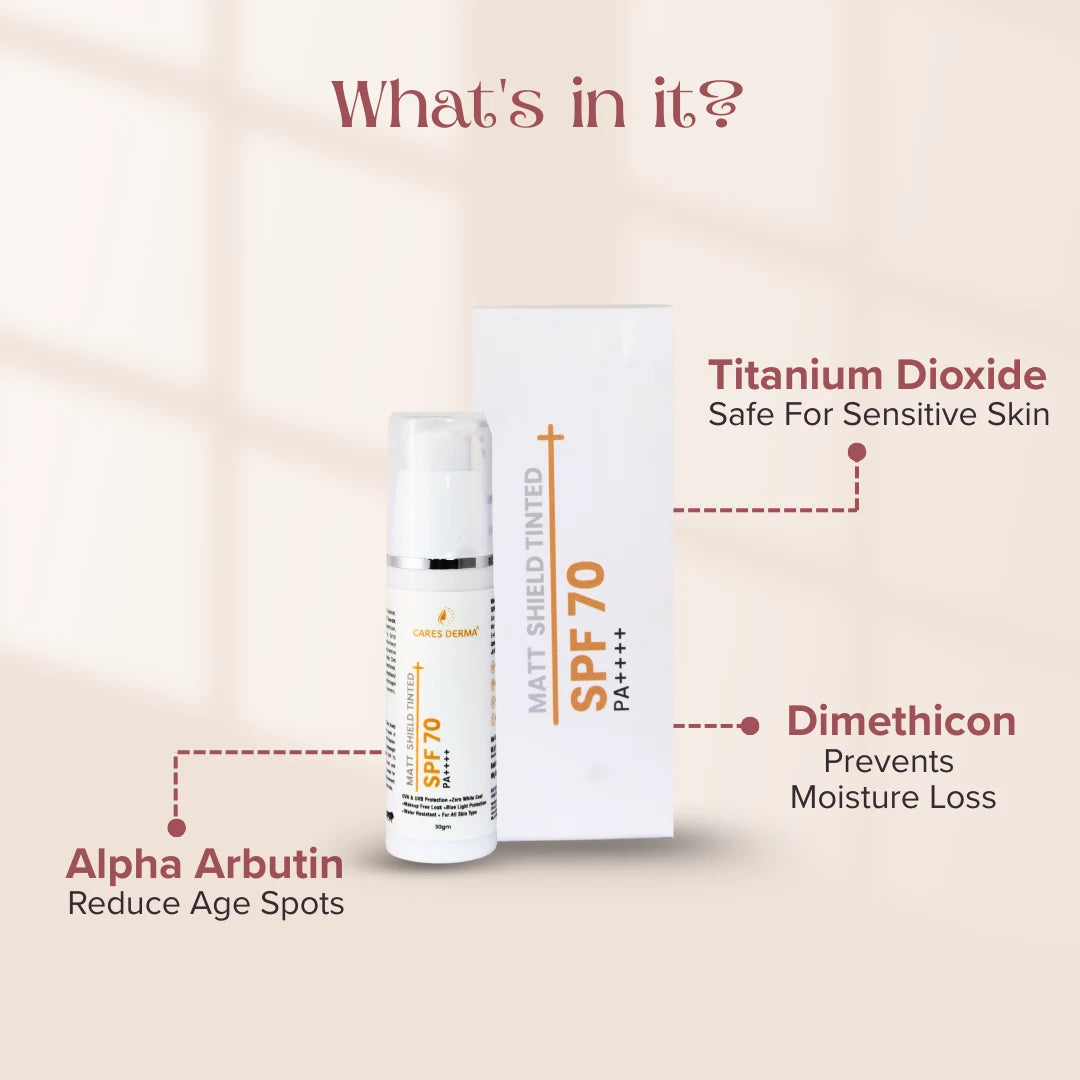 Cares Derma Matt Sheild Tinted SPF - 30GM Cares Derma Matt Sheild Tinted SPF - 30GM