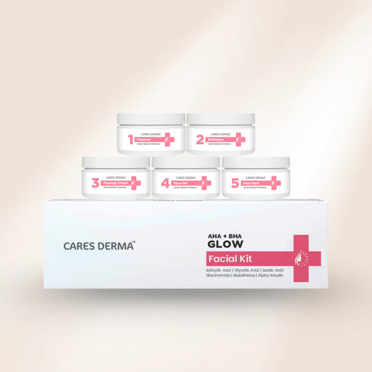 Kits Combo (Korean Glow medi-Facial kit, Hydra Facial Kit, Aha Bha Skin Brightening Facial Kit, Cares Derma Pro - Bio French Glow Medi Facial Kit, Nutri Bio Medi Facial Kit, Cares Derma Super White Treatment Kit) - Cares Derma